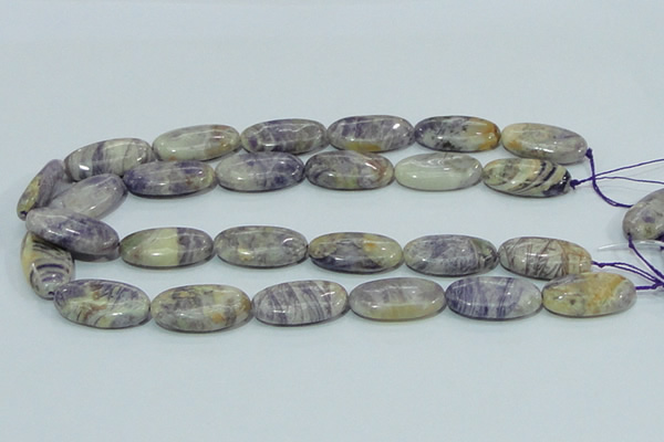 CFJ05 15.5 inches 15*30mm oval natural purple flower stone beads