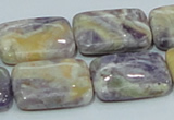 CFJ08 15.5 inches 18*25mm rectangle natural purple flower stone beads