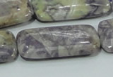 CFJ09 15.5 inches 20*40mm rectangle natural purple flower stone beads