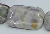 CFJ10 15.5 inches 30*40mm rectangle natural purple flower stone beads