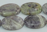CFJ14 15.5 inches 18*25mm oval natural purple flower stone beads