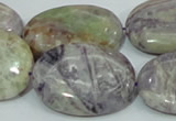 CFJ15 15.5 inches 30*40mm oval natural purple flower stone beads