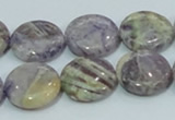 CFJ16 15.5 inches 16mm flat round natural purple flower stone beads