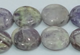 CFJ17 15.5 inches 18mm flat round natural purple flower stone beads