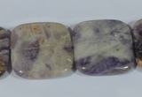 CFJ19 15.5 inches 30*30mm square natural purple flower stone beads