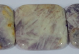 CFJ21 15.5 inches 40*40mm square natural purple flower stone beads