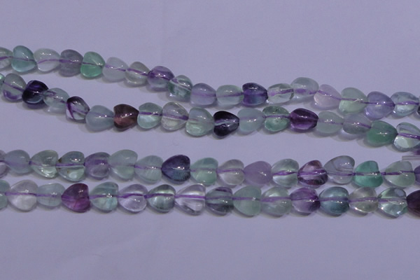 CFL1052 15 inches 10*10mm heart natural fluorite gemstone beads