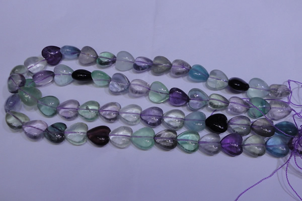 CFL1054 15 inches 14*14mm heart natural fluorite gemstone beads