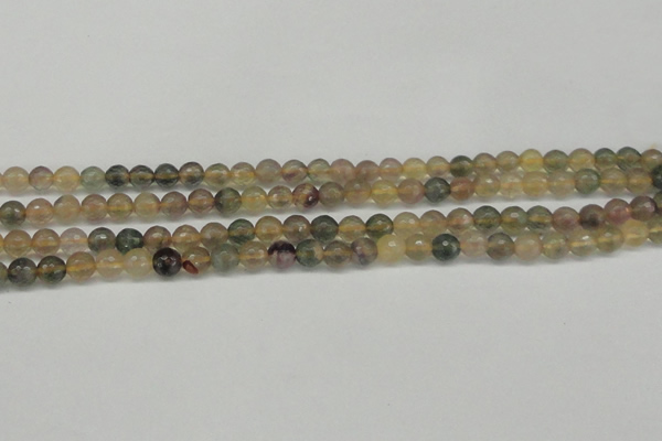 CFL1111 15.5 inches 6mm faceted round yellow fluorite gemstone beads