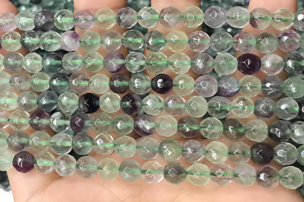CLF1155 15.5 inches 6mm faceetd round fluorite gemstone beads