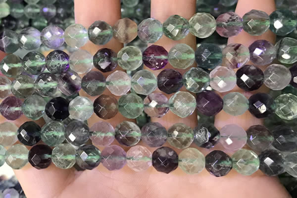 CLF1162 15.5 inches 8mm faceetd round fluorite gemstone beads