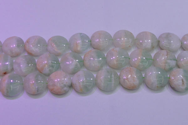 CFL1214 15.5 inches 25mm flat round green fluorite gemstone beads