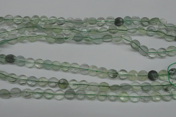 CFL131 15.5 inches 8mm faceted coin green fluorite beads