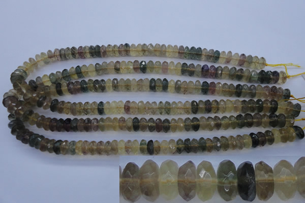 CFL142 15.5 inches 5*10mm faceted rondelle yellow fluorite beads