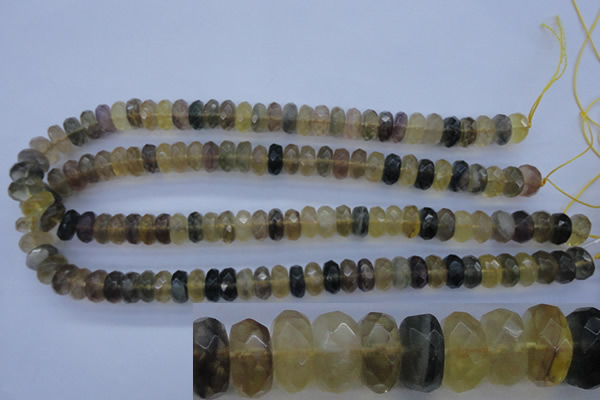 CFL143 15.5 inches 6*12mm faceted rondelle yellow fluorite beads