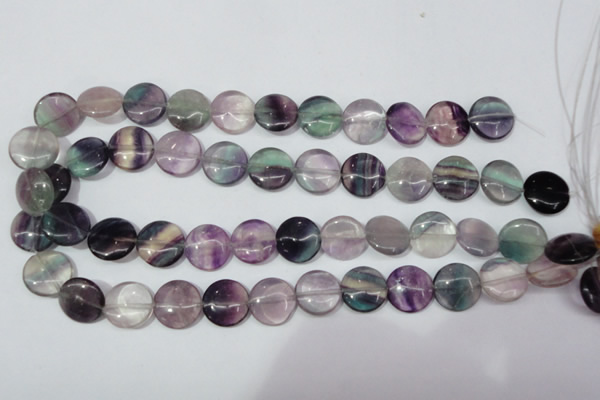 CFL165 15.5 inches 16mm flat round natural fluorite beads wholesale