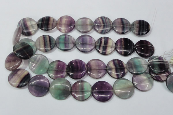 CFL168 15.5 inches 25mm flat round natural fluorite beads wholesale