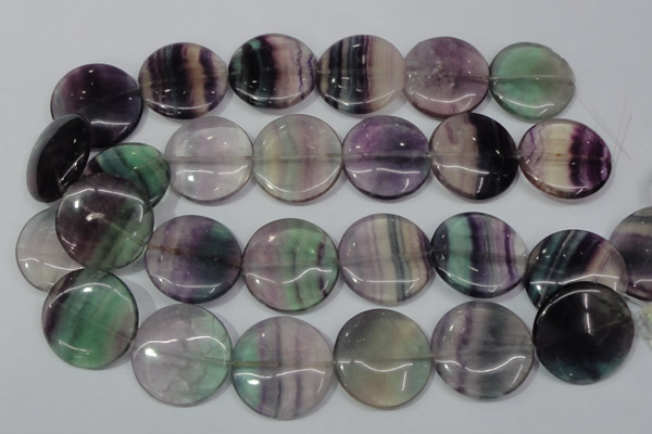 CFL169 15.5 inches 30mm flat round natural fluorite beads wholesale