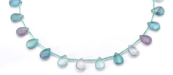 CFL24 10*14mm teardrop A- grade natural fluorite gemstone beads