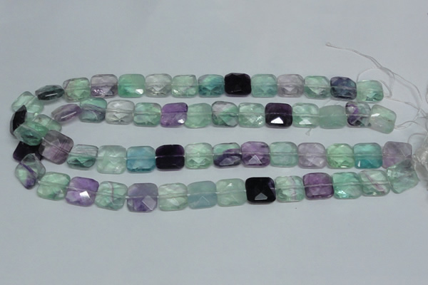 CFL319 15.5 inches 14*14mm faceted square natural fluorite beads