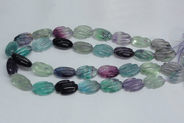 CFL321 15.5 inches 16*24mm carved oval natural fluorite beads