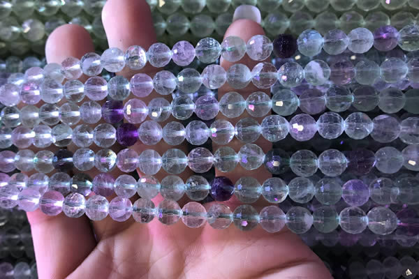 CFL414 15.5 inches 7mm faceted round fluorite gemstone beads
