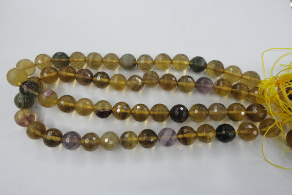 CFL456 15.5 inches 14mm faceted round rainbow fluorite beads