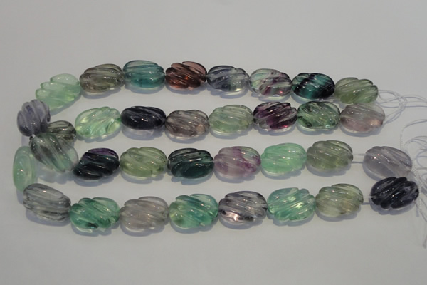 CFL495 15.5 inches 16*24mm carved oval natural fluorite beads