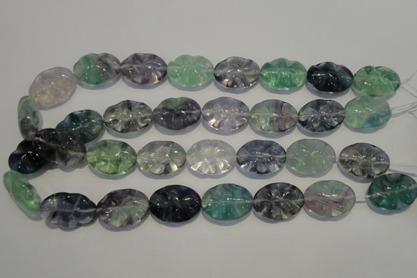 CFL498 15.5 inches 18*25mm wavy oval natural fluorite beads