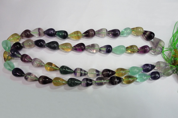 CFL766 15.5 inches 10*16mm teardrop rainbow fluorite gemstone beads