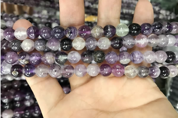 CFL912 15.5 inches 8mm round purple fluorite beads wholesale