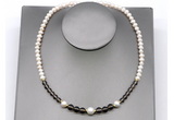 CFN120 potato white freshwater pearl & smoky quartz necklace, 16 - 24 inches
