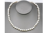 CFN23 8mm - 9mm baroque white freshwater pearl necklace, 16 - 54 inches
