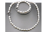 CFN27 8mm - 9mm baroque white freshwater pearl jewelry set, 16 - 54 inches