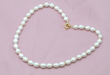 CFN302 16 - 24 inches 9mm - 10mm rice white freshwater pearl necklace