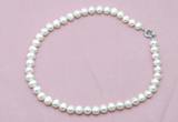 CFN594 Hand -knotted 9mm - 10mm potato white freshwater pearl necklace