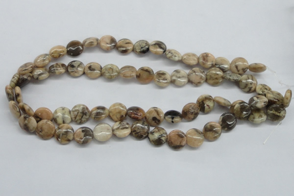CFS07 15.5 inches 12mm flat round natural feldspar gemstone beads