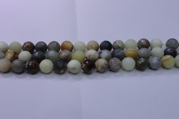 CFW06 15.5 inches 14mm faceted round flower jade beads wholesale