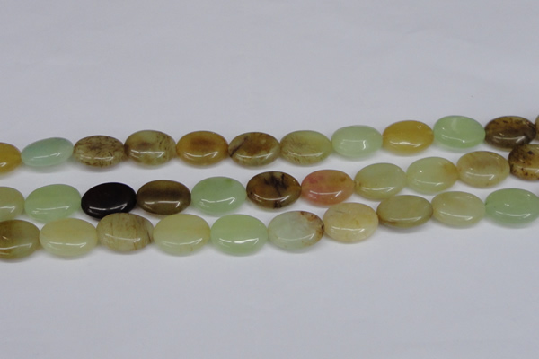 CFW129 15.5 inches 15*20mm flat oval flower jade gemstone beads