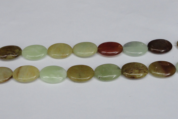 CFW131 15.5 inches 22*30mm flat oval flower jade gemstone beads