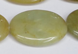 CFW132 15.5 inches 30*40mm flat oval flower jade gemstone beads