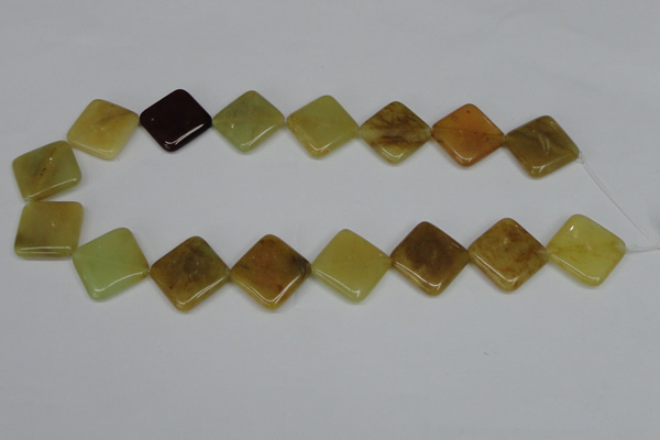 CFW161 15.5 inches 20*20mm diamond flower jade gemstone beads