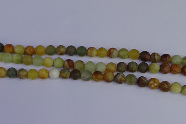 CFW203 15.5 inches 10mm round matte flower jade beads wholesale