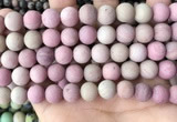 CFW38 15.5 inches 10mm round matte pink wooden jasper beads