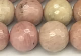 CFW62 15 inches 10mm faceted round pink wooden jasper beads