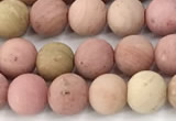 CFW71 15 inches 6mm round matte pink wooden jasper beads
