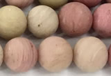 CFW72 15 inches 8mm round matte pink wooden jasper beads