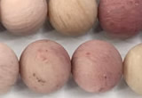 CFW73 15 inches 10mm round matte pink wooden jasper beads