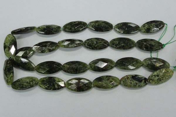 CGA111 15.5 inches 15*30mm faceted oval natural green garnet beads