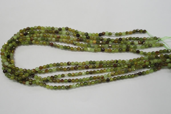 CGA122 15.5 inches 4mm faceted round natural green garnet beads